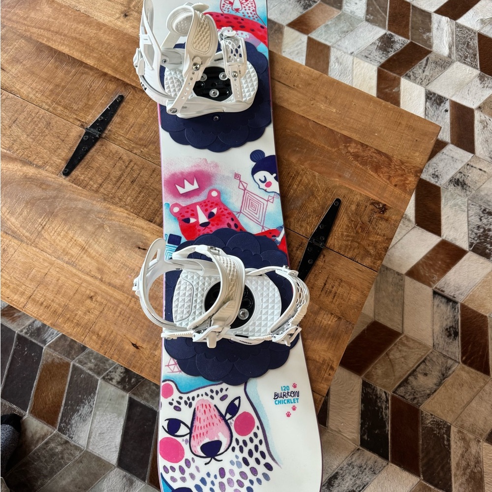 Burton Kids Snowboard with Animal Graphics - White and Blue